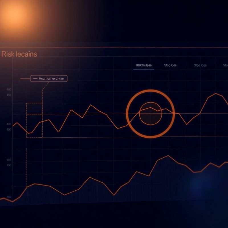 Abstraktní vizualizace hranic rizika a stop-loss zón na indigo dashboardu